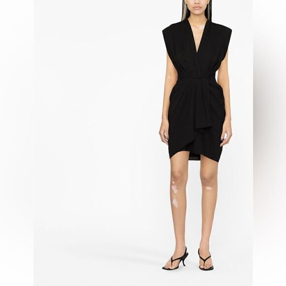 IRO Pheao draped dress in black New - Picture 3 of 14